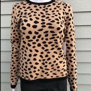 H by Halston Women's XL Leopard Print Long Sleeve Pullover Sweater